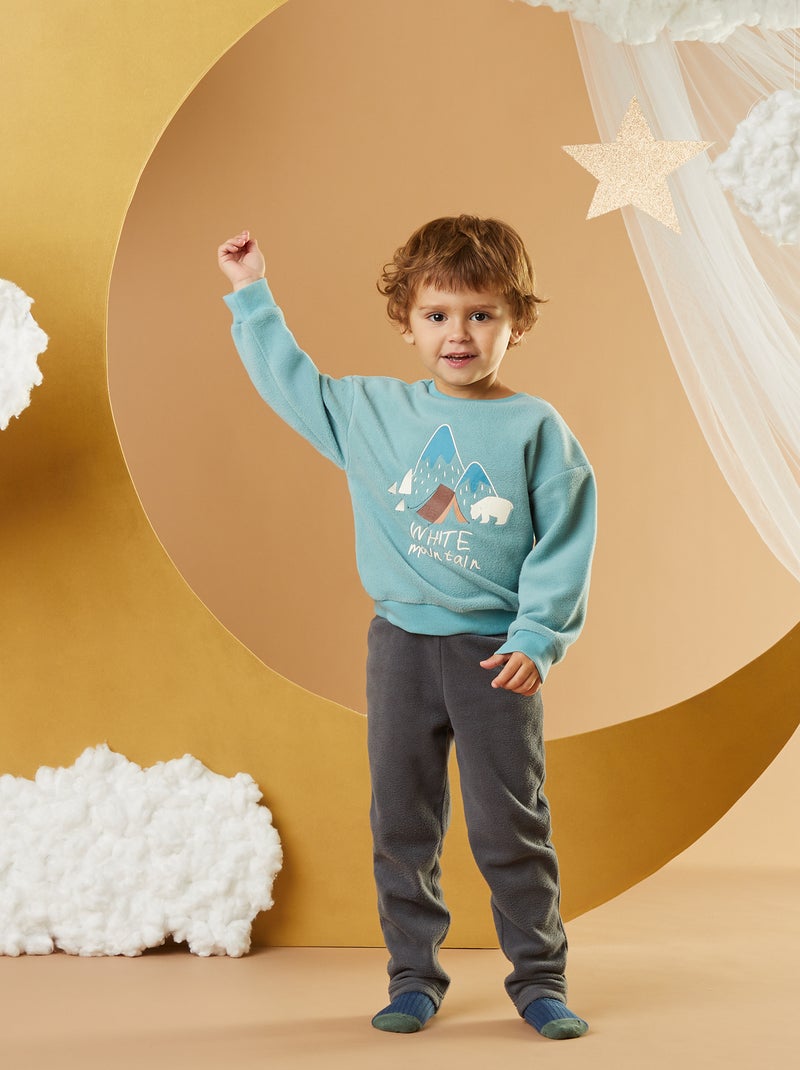 Conjunto de pijama polar t-shirt + calças - 2 peças AZUL - Kiabi