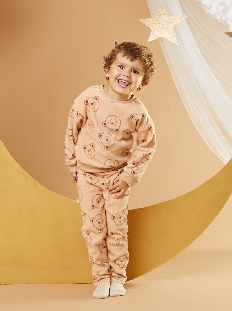 Conjunto de pijama polar t-shirt + calças - 2 peças CASTANHO - Kiabi