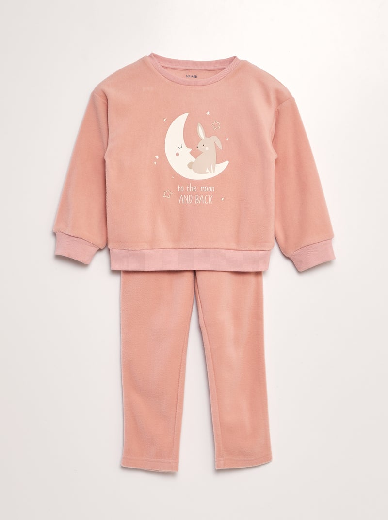 Conjunto de pijama polar t-shirt + calças - 2 peças ROSA - Kiabi