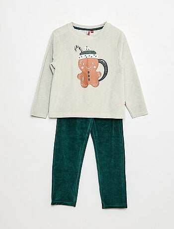 Conjunto de pijama polar t-shirt + calças - 2 peças