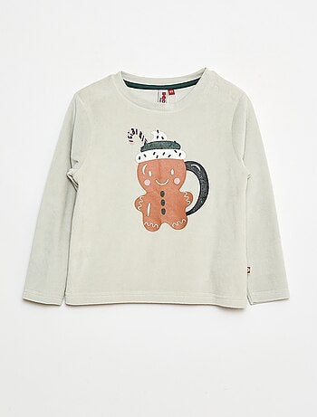 Conjunto de pijama polar t-shirt + calças - 2 peças