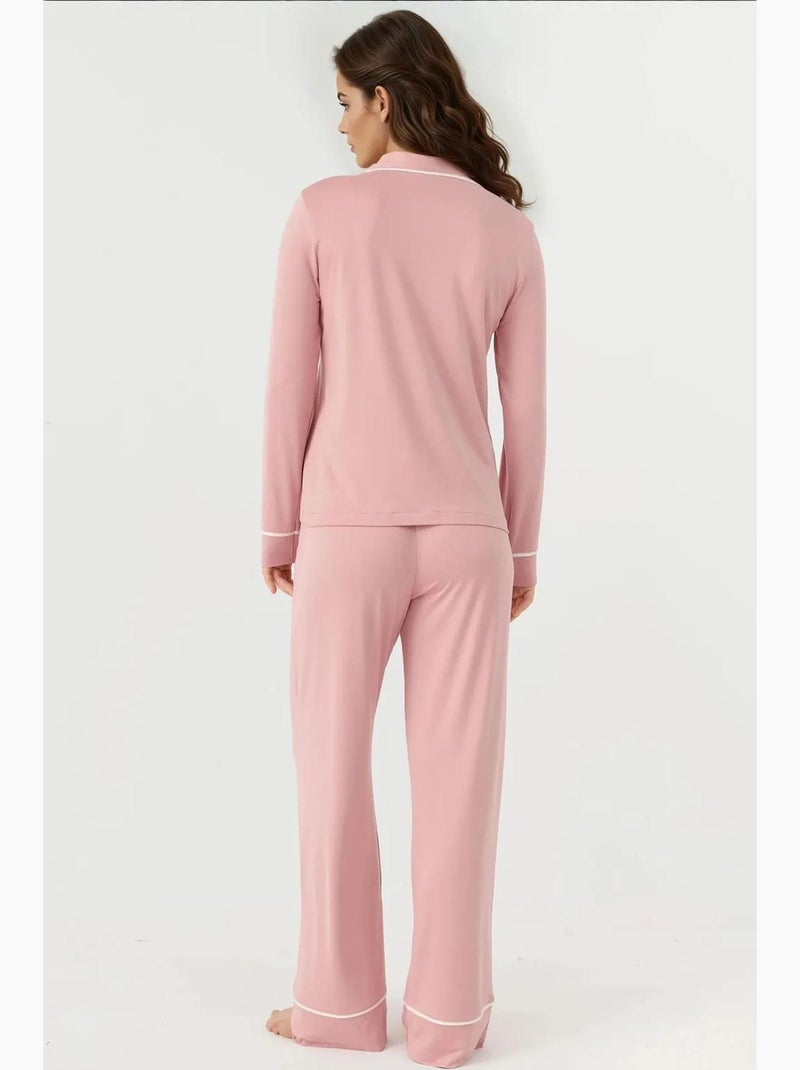 Conjunto de pijama relaxed fit de manga comprida com toque extra macio e colarinho de camisa hiccup Rosa-pálido - Kiabi