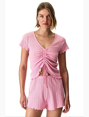 Conjunto de pijama rosalie pointel com shorts e manga curta penti
