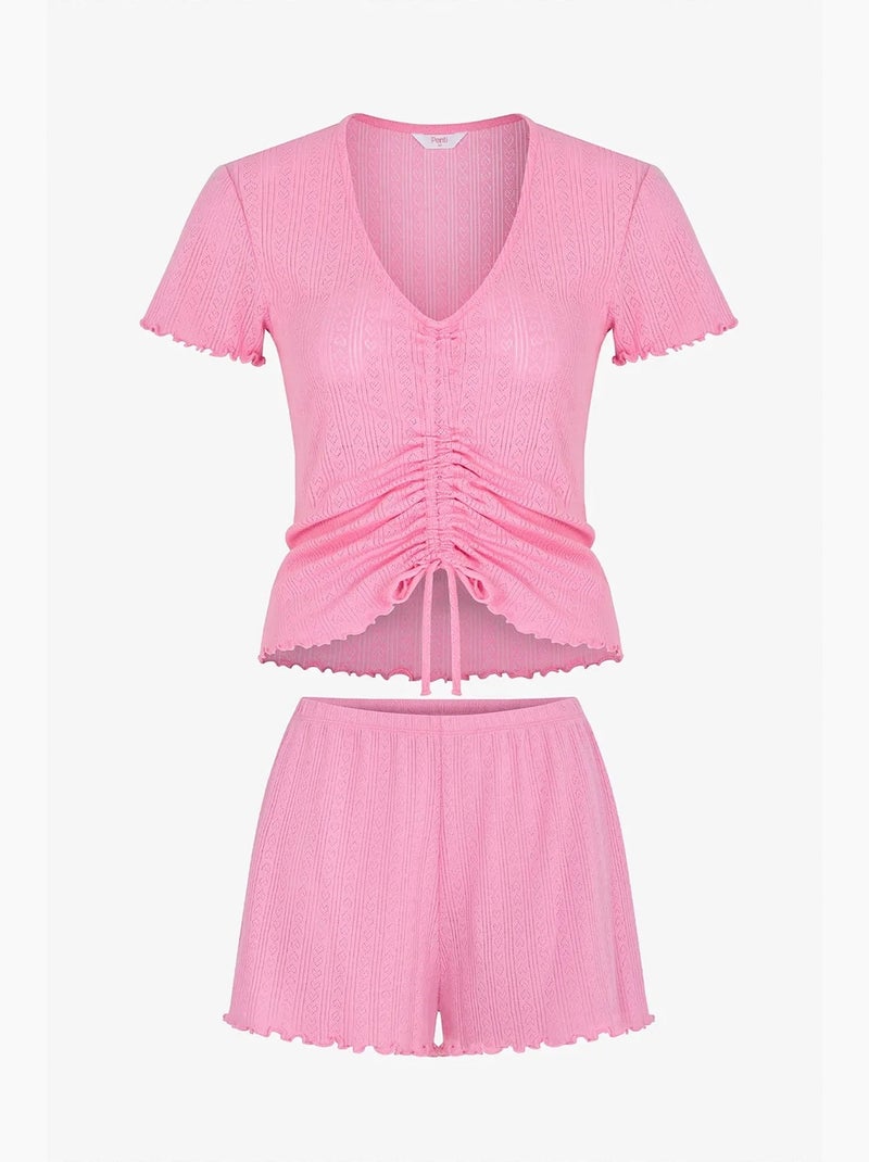 Conjunto de pijama rosalie pointel com shorts e manga curta penti Rosa - Kiabi