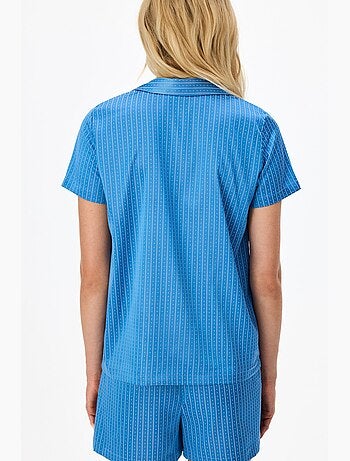 Conjunto de pijama skyline em cetim com camisa e short, manga curta penti