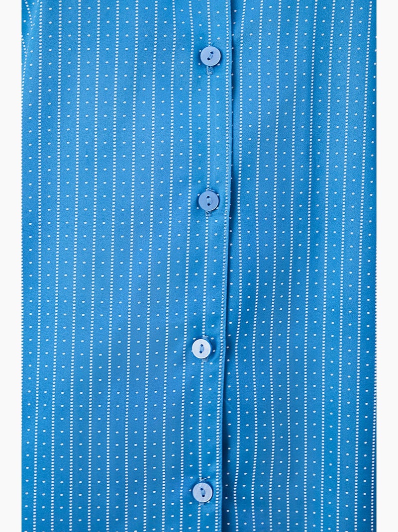 Conjunto de pijama skyline em cetim com camisa e short, manga curta penti Azul - Kiabi