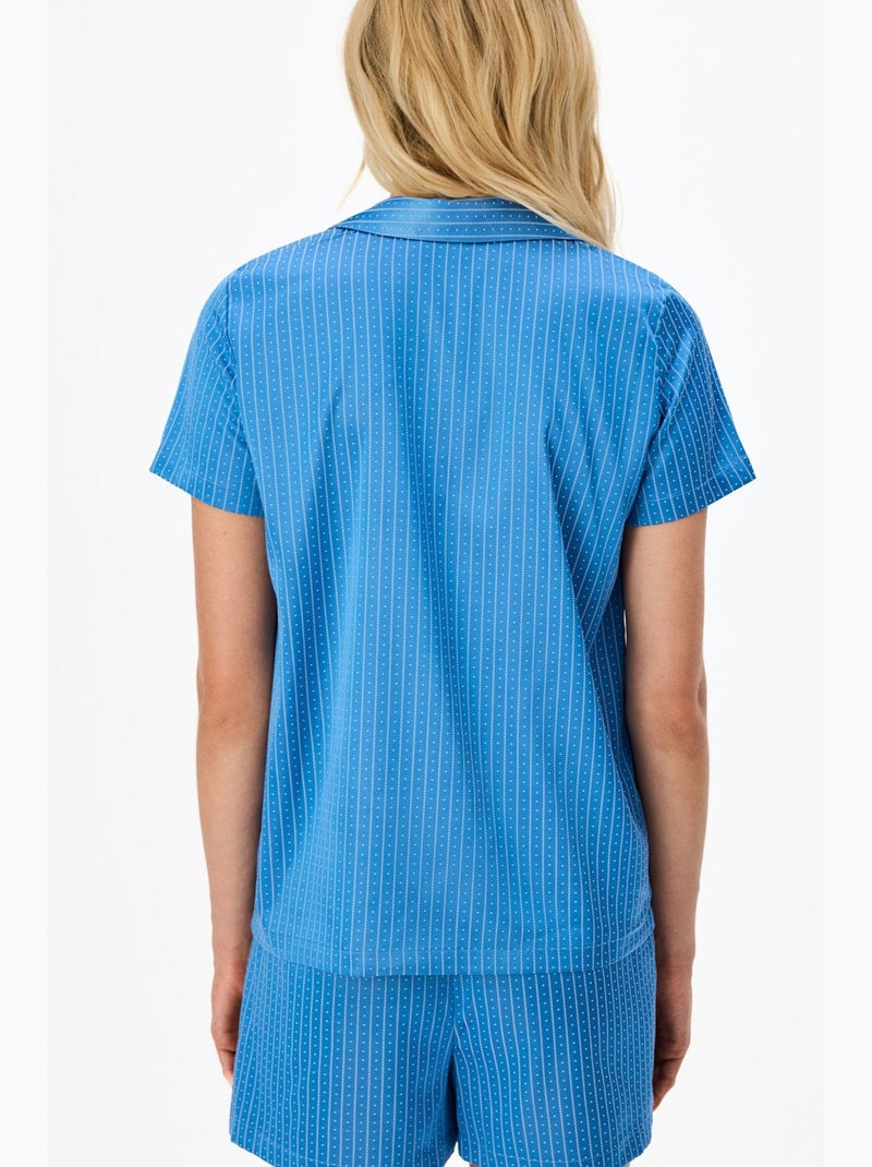 Conjunto de pijama skyline em cetim com camisa e short, manga curta penti Azul - Kiabi