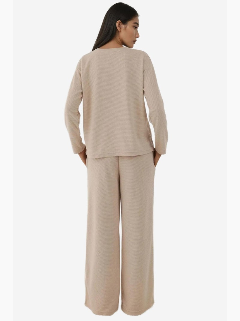 Conjunto de pijama soft touch texturizado de corte descontraído hiccup Areia - Kiabi