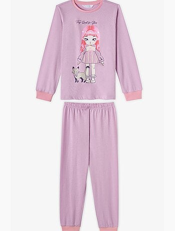 Conjunto de pijama starlit friends em algodão, manga comprida, menina penti