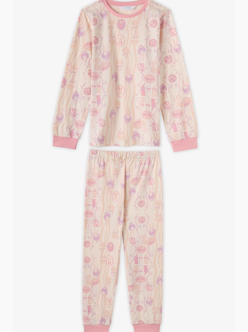 Conjunto de pijama starlit friends em algodão, manga comprida, menina penti Roxo/Rosa - Kiabi