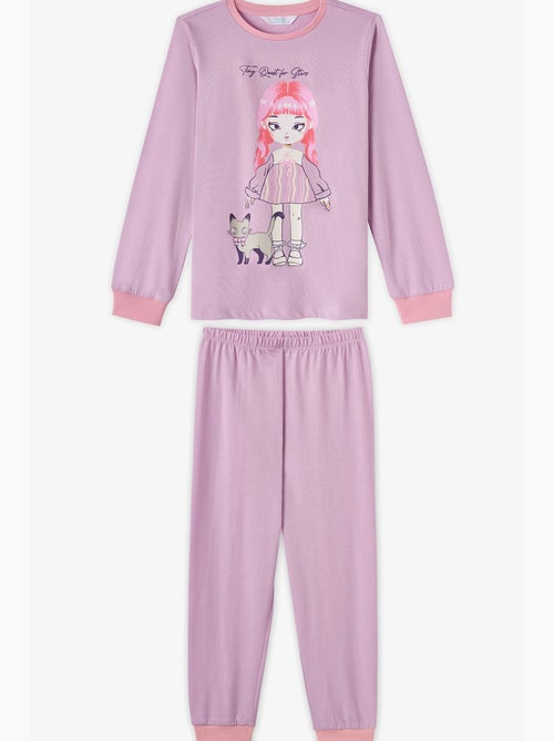 Conjunto de pijama starlit friends em algodão, manga comprida, menina penti - Kiabi