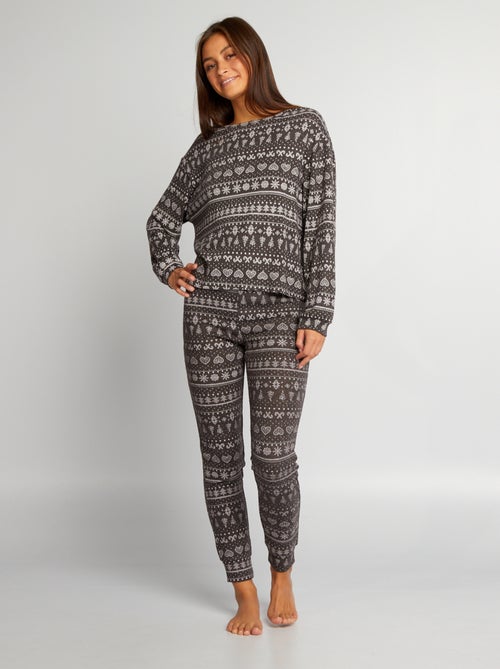 Conjunto de pijama sweatshirt + calças - 2 peças - Kiabi