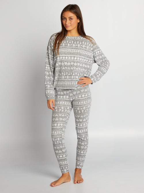 Conjunto de pijama sweatshirt + calças - 2 peças - Kiabi