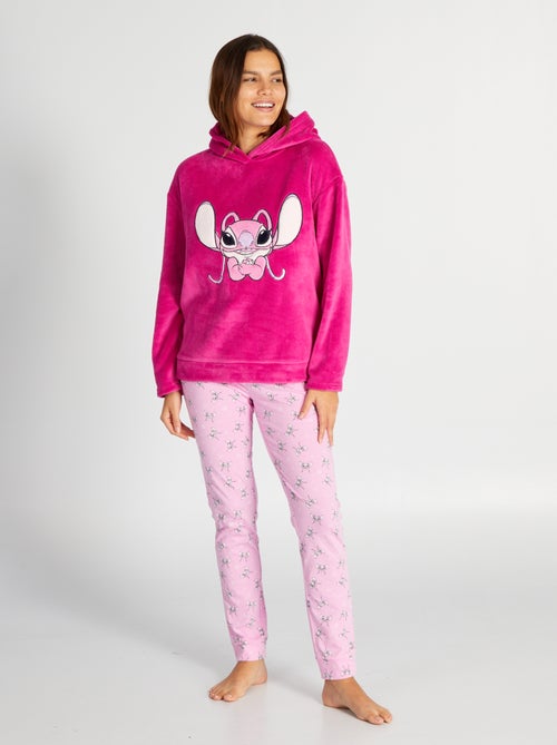 Conjunto de pijama sweatshirt polar + calças em jersey 'Stitch' - 2 peças - Kiabi