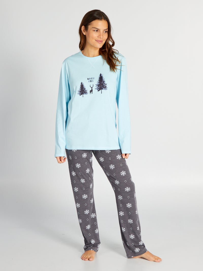Conjunto de pijama t-shirt + calças - 2 peças AZUL - Kiabi
