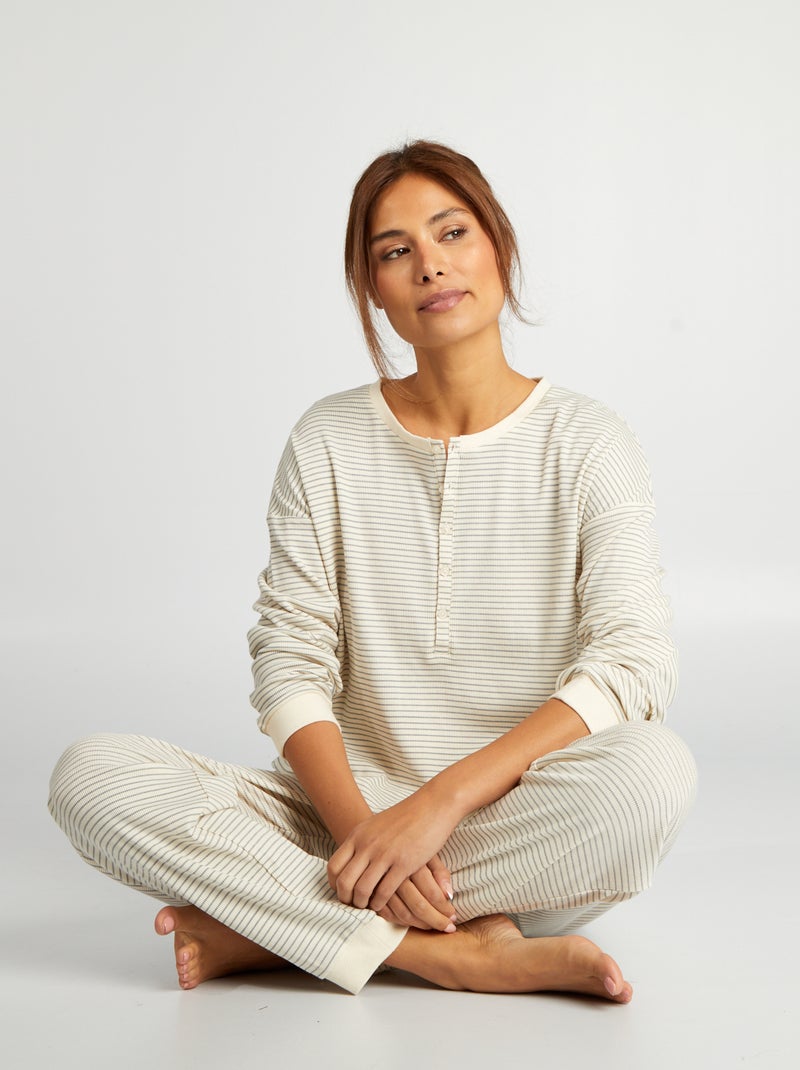 Conjunto de pijama t-shirt + calças  - 2 peças BRANCO - Kiabi