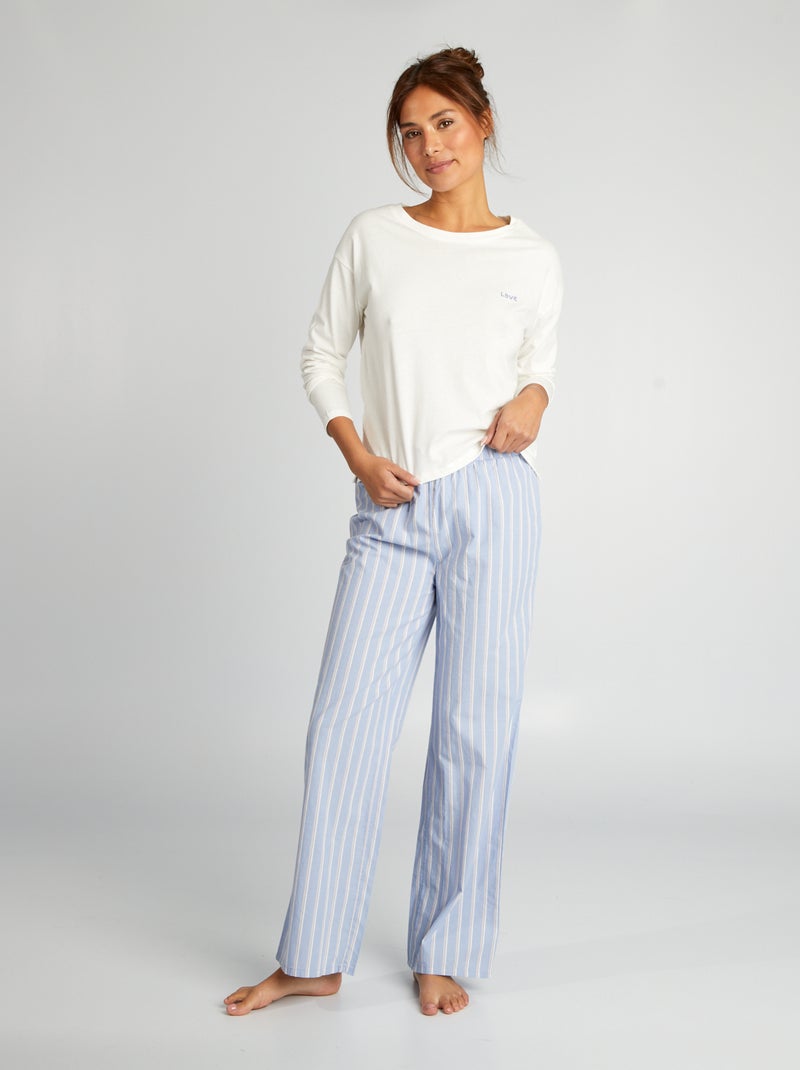 Conjunto de pijama t-shirt + calças  - 2 peças BRANCO - Kiabi