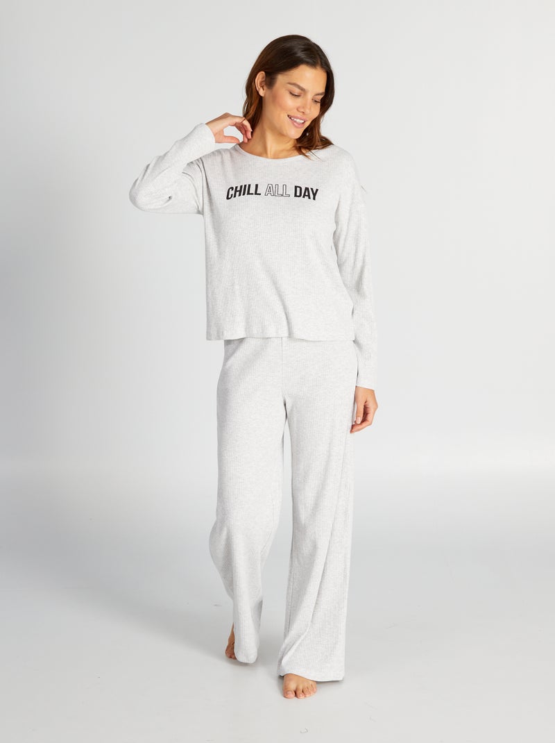 Conjunto de pijama t-shirt + calças - 2 peças CINZA - Kiabi
