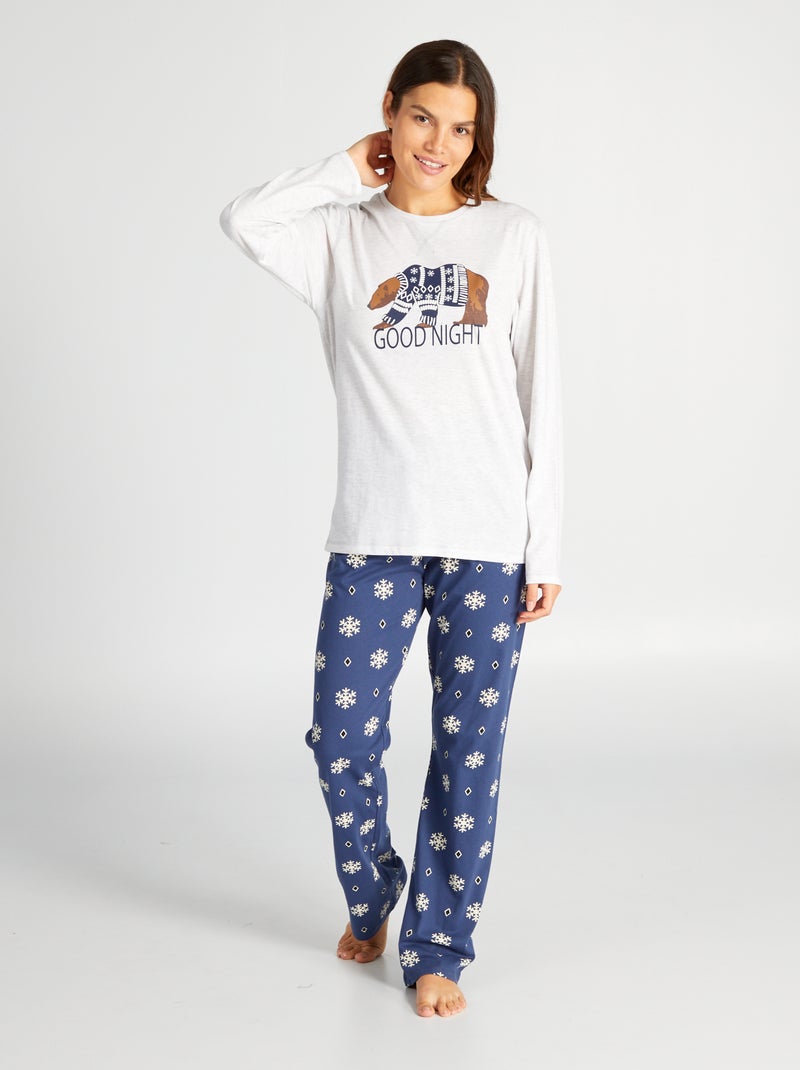 Conjunto de pijama t-shirt + calças - 2 peças CINZA - Kiabi