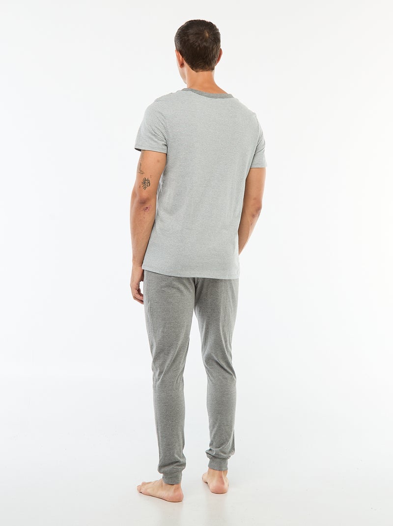 Conjunto de pijama t-shirt + calças - 2 peças Cinza - Kiabi
