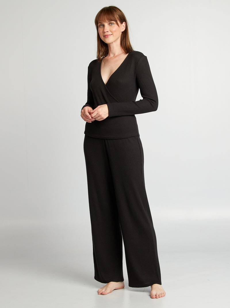 Conjunto de pijama t-shirt + calças - 2 peças Preto - Kiabi