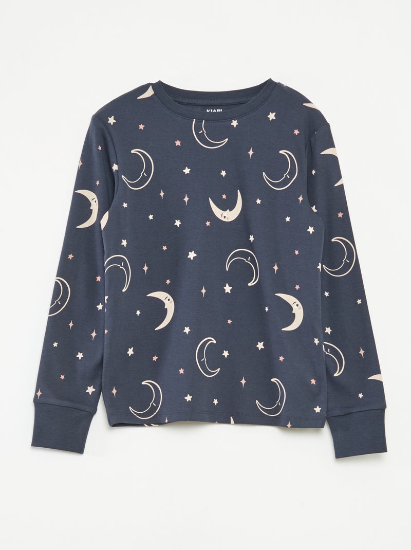 Conjunto de pijama t-shirt + calças  -  2 peças Preto - Kiabi