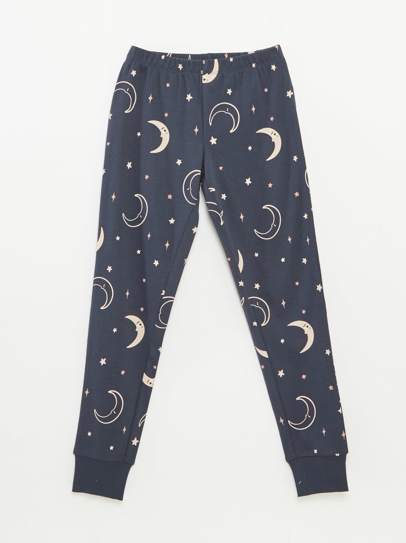 Conjunto de pijama t-shirt + calças  -  2 peças Preto - Kiabi