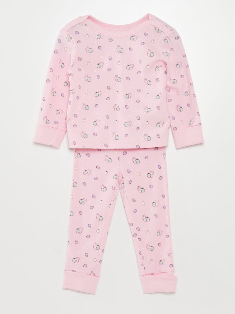 Conjunto de pijama t-shirt + calças  - 2 peças ROSA - Kiabi