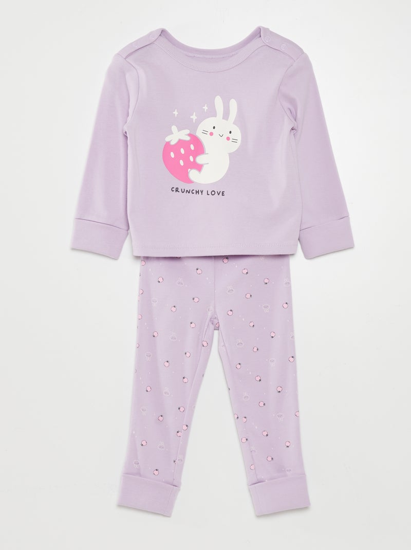 Conjunto de pijama t-shirt + calças  - 2 peças VIOLETA - Kiabi