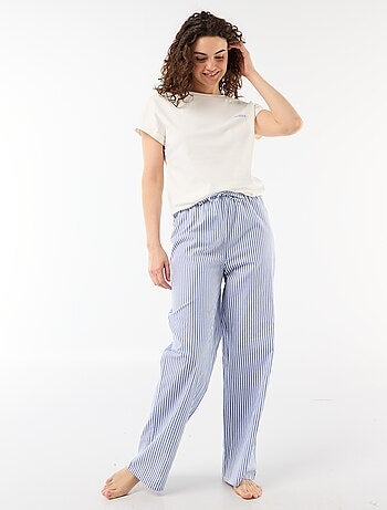 Conjunto de pijama t-shirt + calças às riscas - 2 peças