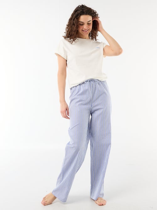 Conjunto de pijama t-shirt + calças às riscas - 2 peças - Kiabi