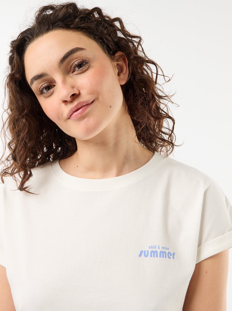 Conjunto de pijama t-shirt + calças às riscas - 2 peças Azul - Kiabi