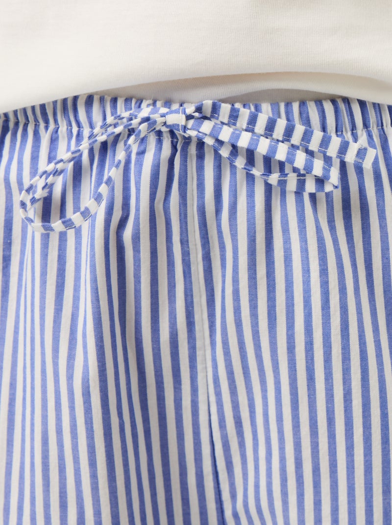 Conjunto de pijama t-shirt + calças às riscas - 2 peças Azul - Kiabi