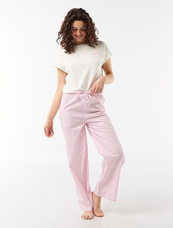Conjunto de pijama t-shirt + calças às riscas - 2 peças