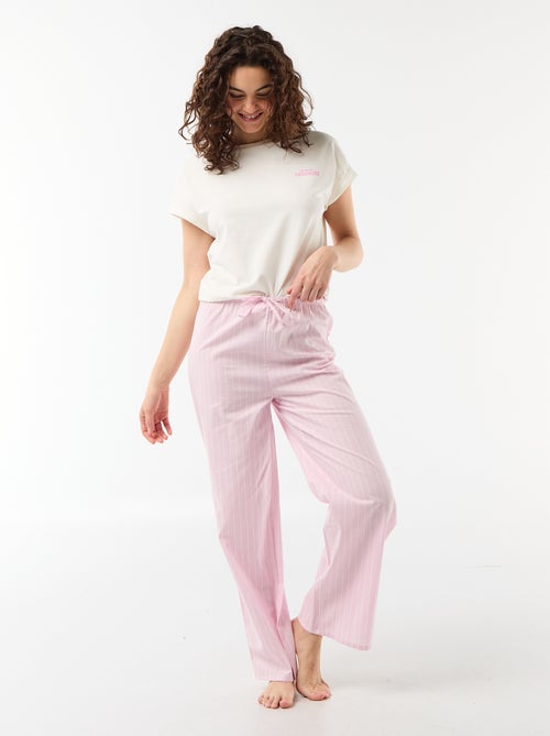 Conjunto de pijama t-shirt + calças às riscas - 2 peças - Kiabi