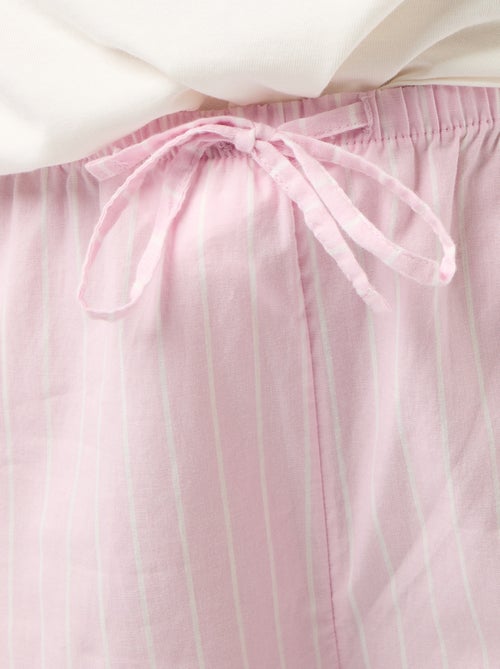 Conjunto de pijama t-shirt + calças às riscas - 2 peças - Kiabi