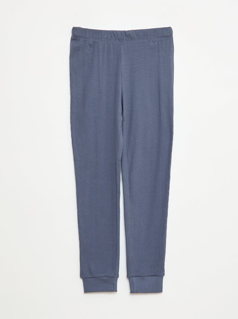 Conjunto de pijama t-shirt + calças caneladas - 2 peças Cinza - Kiabi