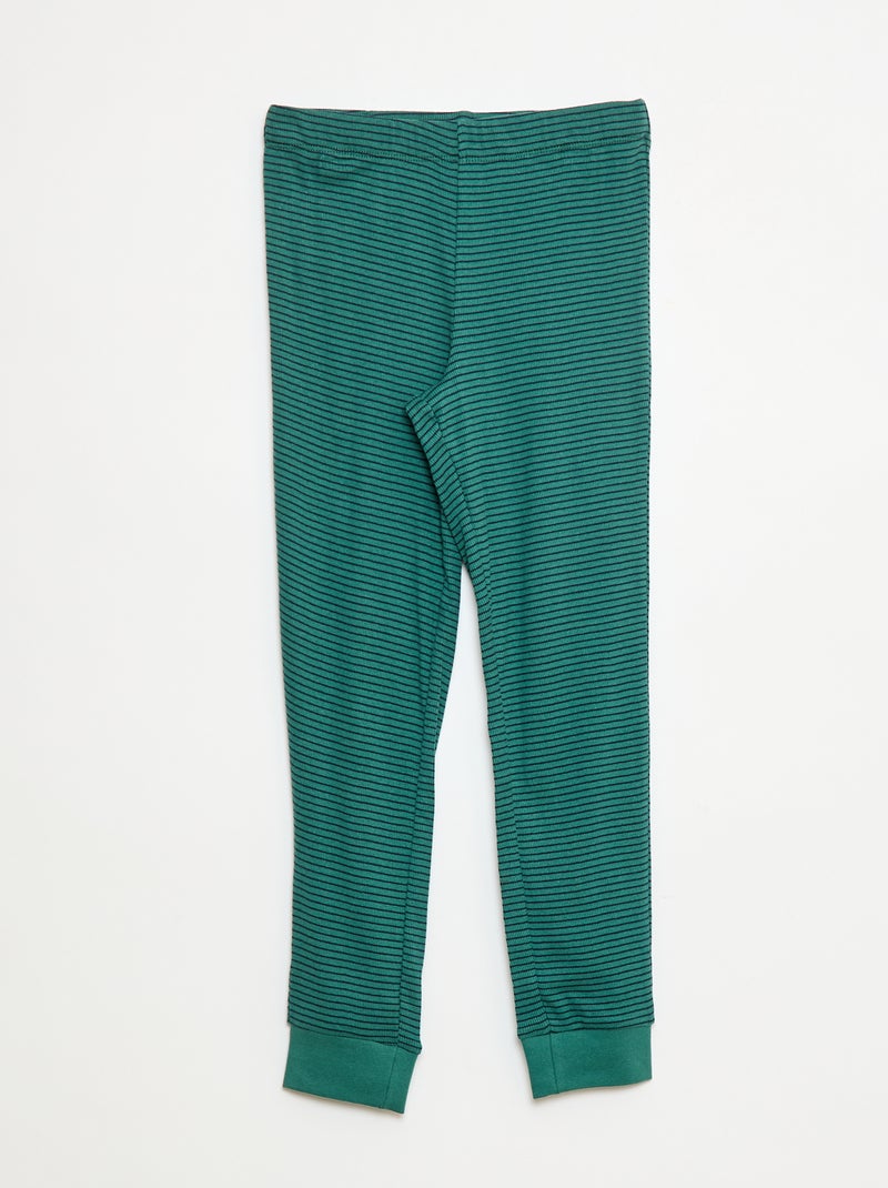 Conjunto de pijama t-shirt + calças caneladas - 2 peças Verde - Kiabi