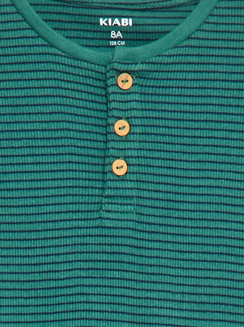 Conjunto de pijama t-shirt + calças caneladas - 2 peças Verde - Kiabi