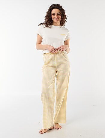 Conjunto de pijama T-shirt + calças de xadrez - 2 peças