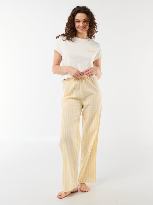 Conjunto de pijama T-shirt + calças de xadrez - 2 peças - Kiabi