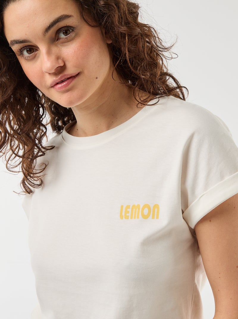 Conjunto de pijama T-shirt + calças de xadrez - 2 peças Amarelo - Kiabi