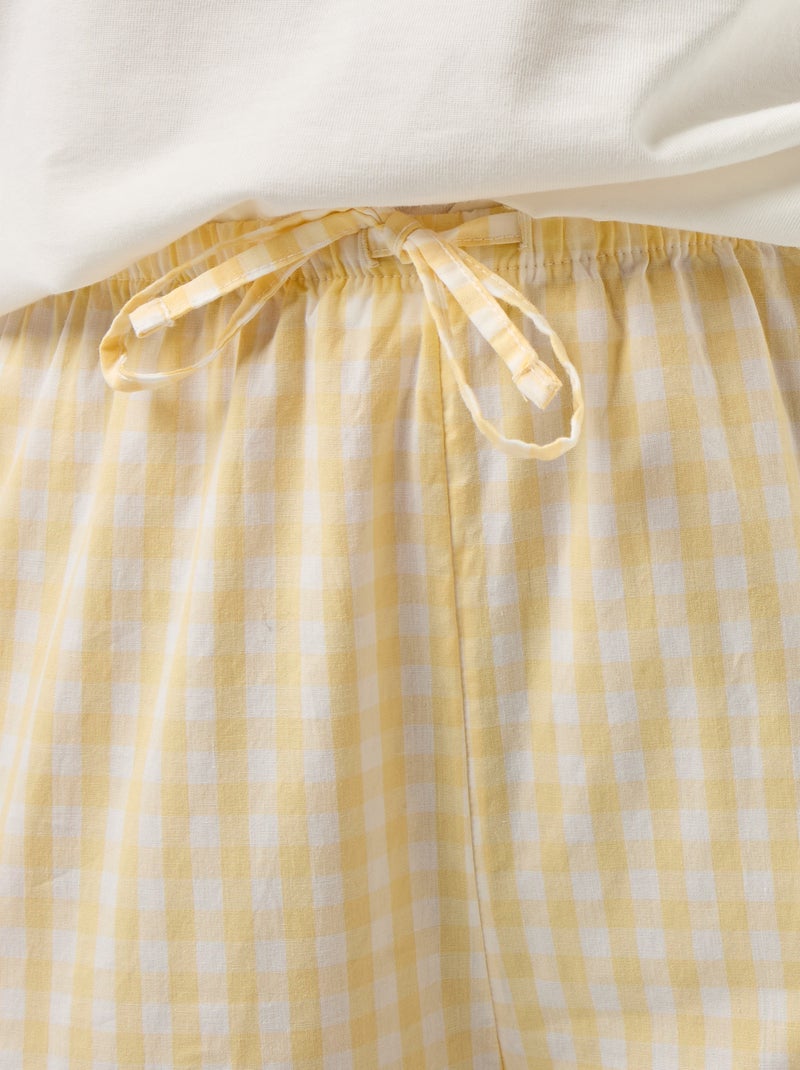 Conjunto de pijama T-shirt + calças de xadrez - 2 peças Amarelo - Kiabi