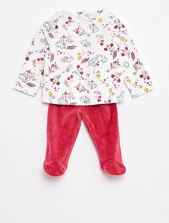 Conjunto de pijama t-shirt + calças polares - 2 peças
