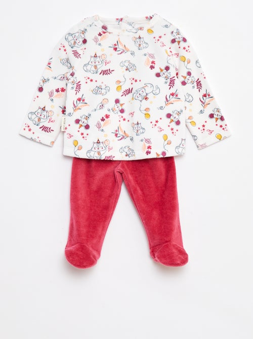 Conjunto de pijama t-shirt + calças polares - 2 peças - Kiabi