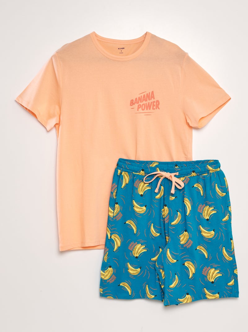 Conjunto de pijama t-shirt + calções - 2 peças AZUL - Kiabi
