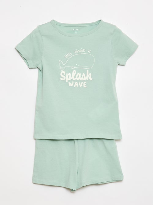 Conjunto de pijama t-shirt + calções - 2 peças - Kiabi