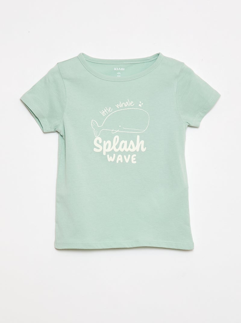 Conjunto de pijama t-shirt + calções - 2 peças Azul - Kiabi
