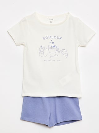 Conjunto de pijama t-shirt + calções - 2 peças