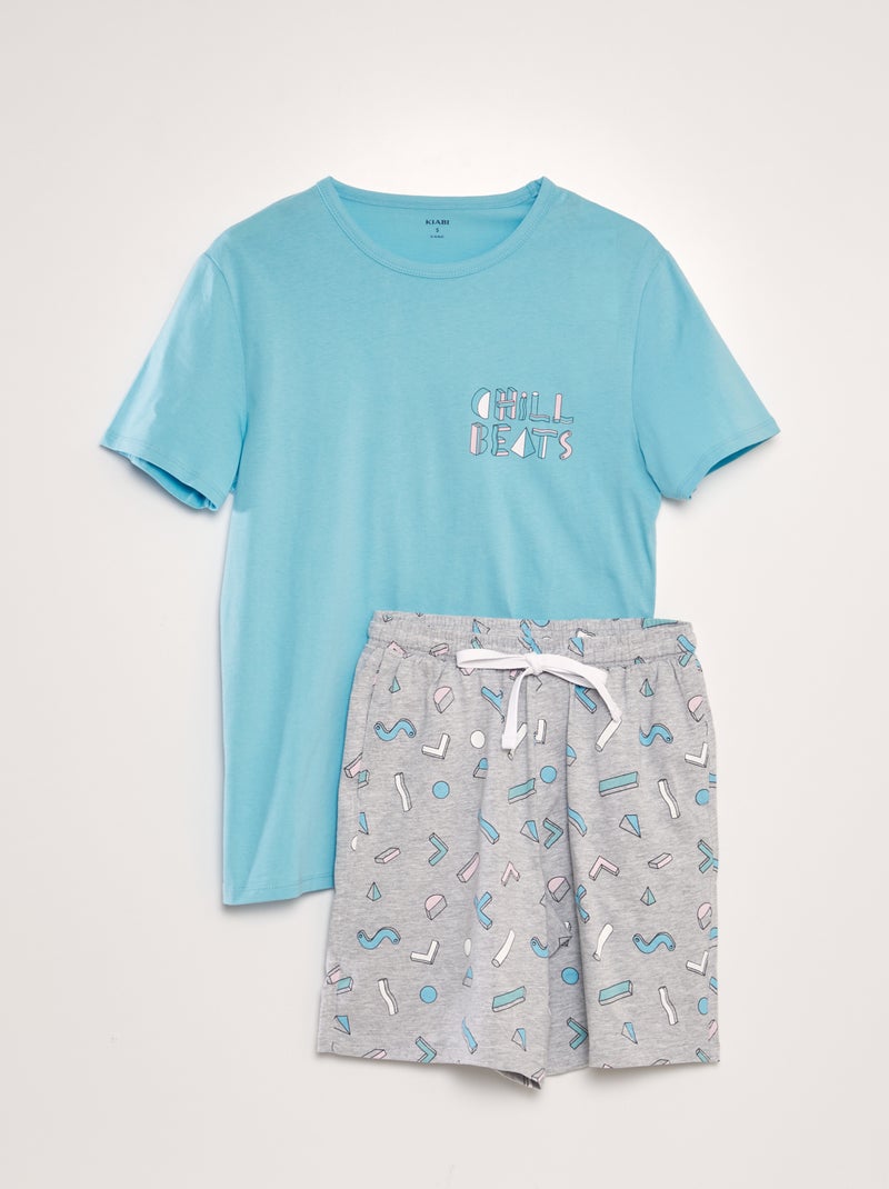 Conjunto de pijama t-shirt + calções - 2 peças CINZA - Kiabi